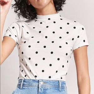 Mock Neck Polka Dot Tee